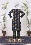 Eshaal Black Linen Outfit with Floral Block Printing