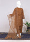 Zarqa Embroidered Brown Three Piece Organza Tissue Suit