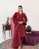 laibah 3 piece in dhanak and orgenza dupatta winter collection