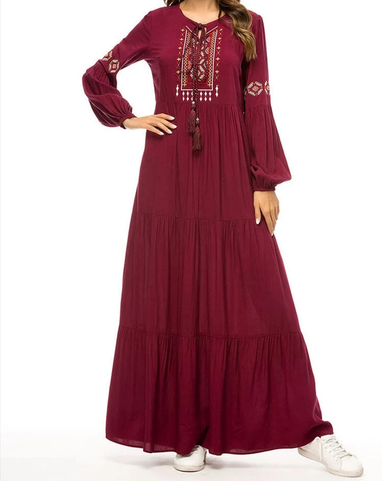 2PC Embroidered Long Maxi And Trouser